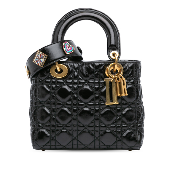 Pre-Loved Dior Small Crinkled Patent Cannage My ABCDior Lady Dior - Picture 1 of 9